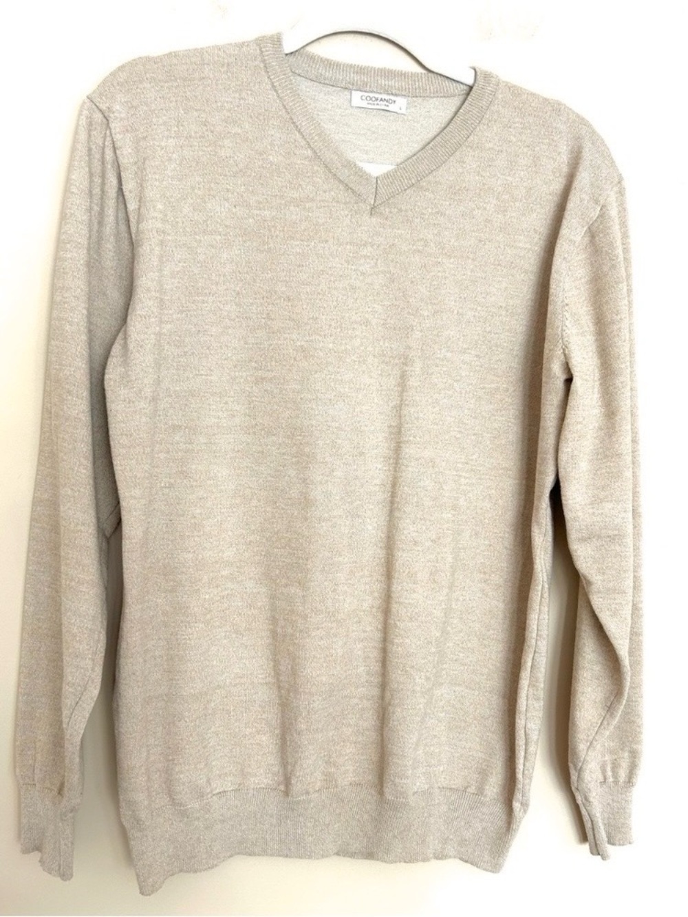 Coofandy Women's V-Neck Light Beige Sweater